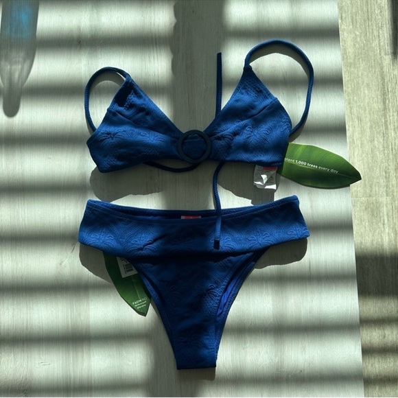 Set - Farm Rio Blue Pineapple Matelasse Bikini - Picture 6 of 11